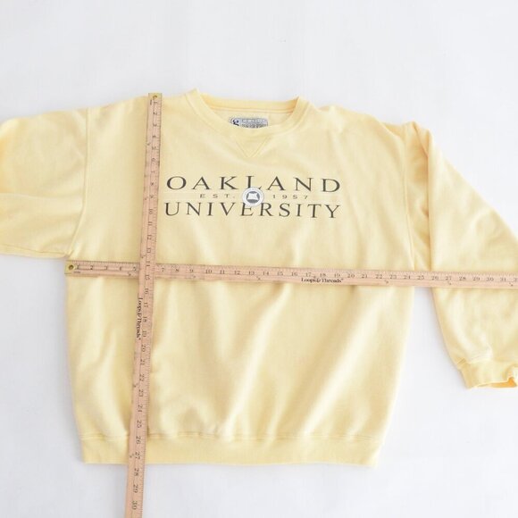 VTG Gear For Sports Big Cotton Yellow Oakland University Crew Neck Sweater XL - Picture 3 of 11